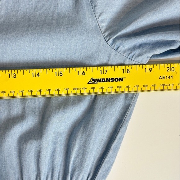 MPH Collection Chambray Button Up V-neck Sheath Midi Dress S - Picture 7 of 8